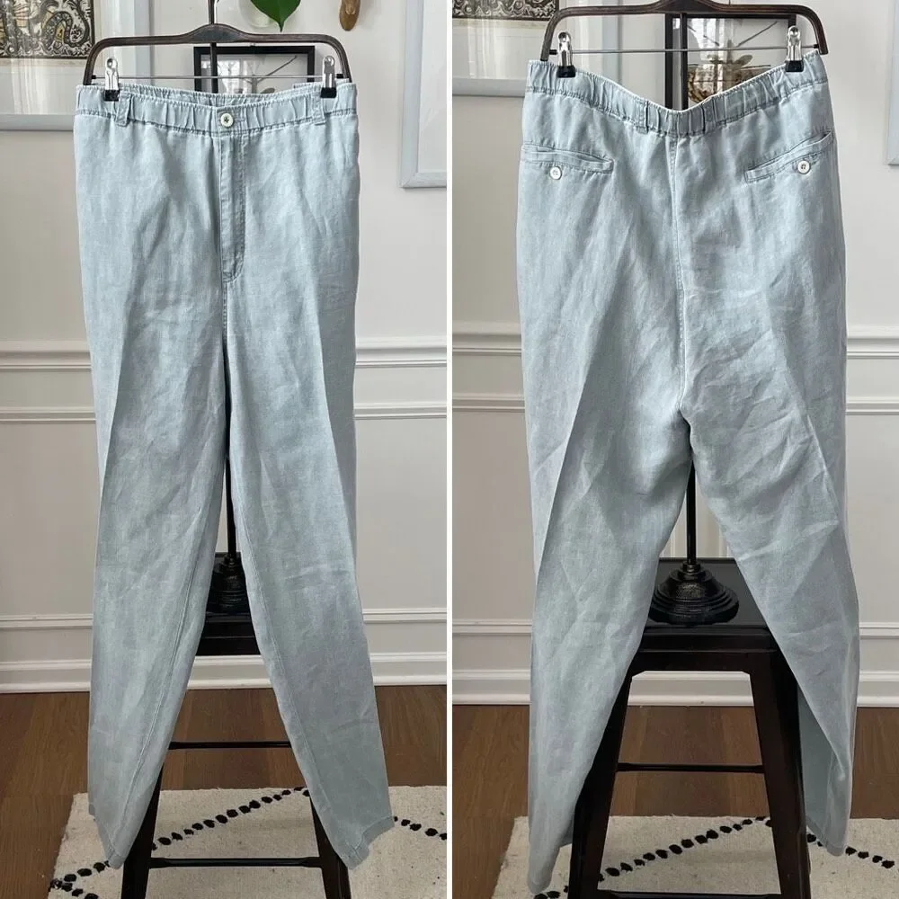 Tommy Bahama Relax Linen Trousers Pants Flat Front 2XB 48 Sage Green